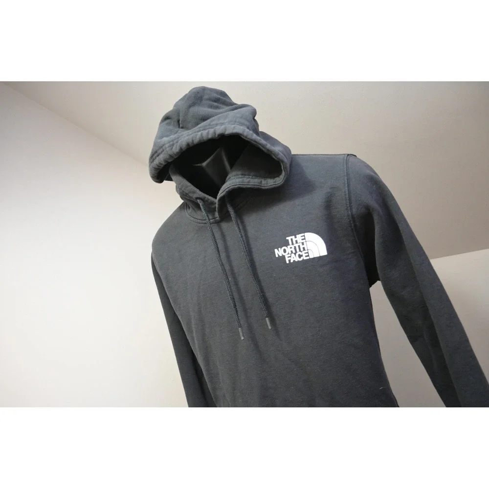The North Face Hoodie Mens Medium Black Pullover Graphic Logo Fleece Excellent